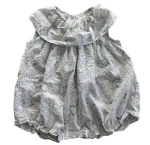 Vintage 80's 90's Purple Floral Lace Trim Baby girl  bubble romper 0-6 months